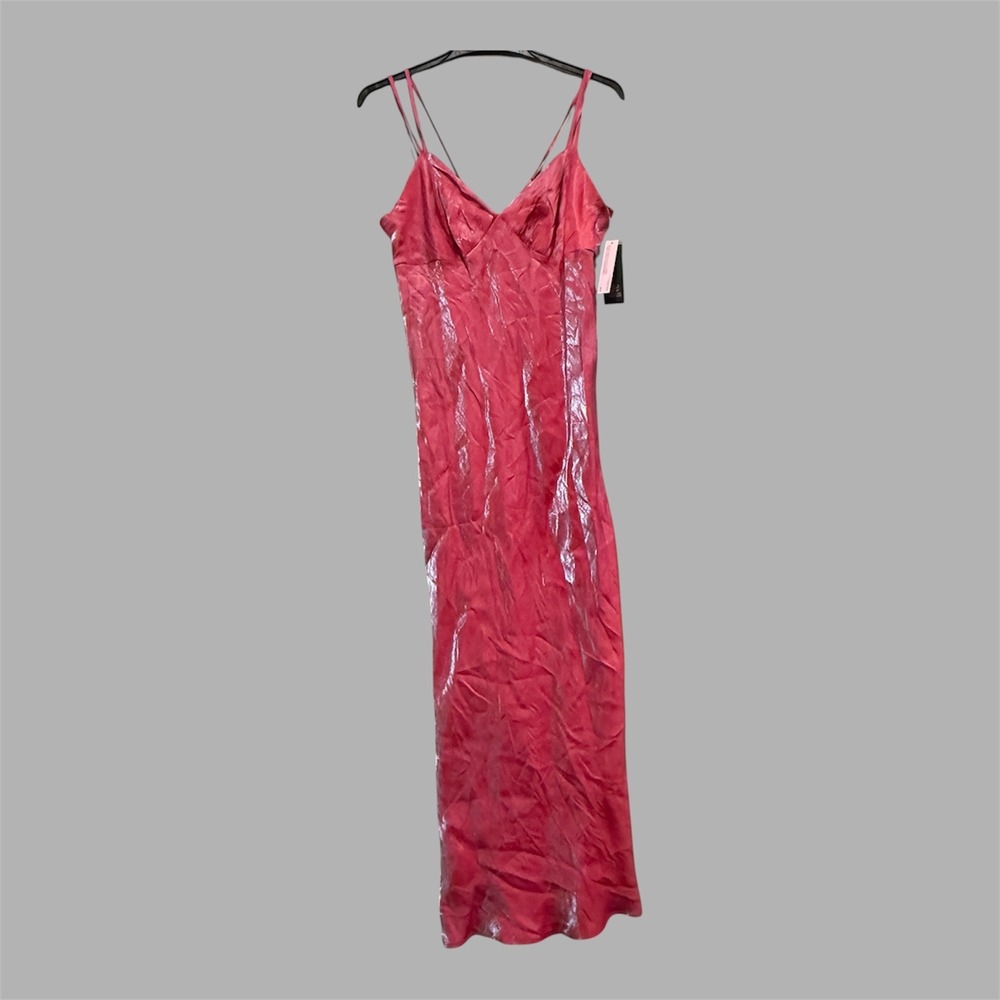 Wild Fable Iridescent Pink Blue Midi Slip Dress V-Neck Double Strap Womens Med